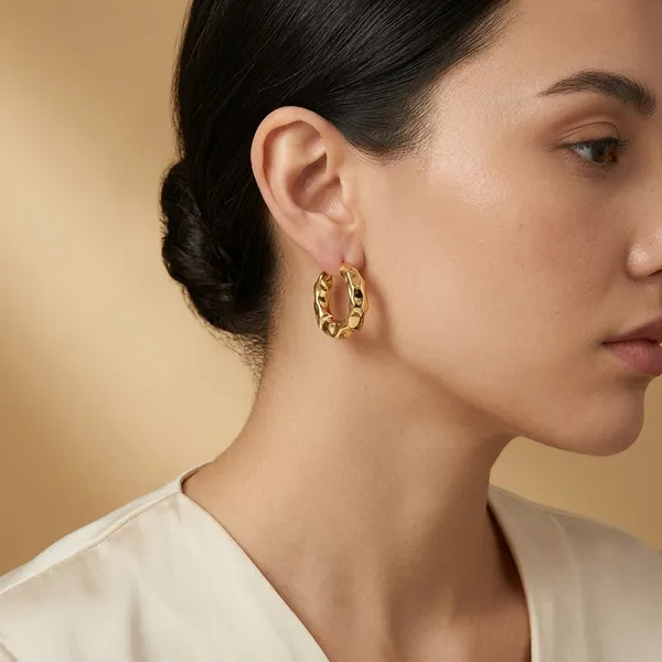 Gold_Textured_Hammered_Hoop_Earrings_For_Women
