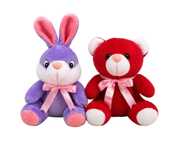 FunToys_Plush_Bunny_Toy_And_Plush_Teddy_Bear_For_Kids_Pack_Of_2