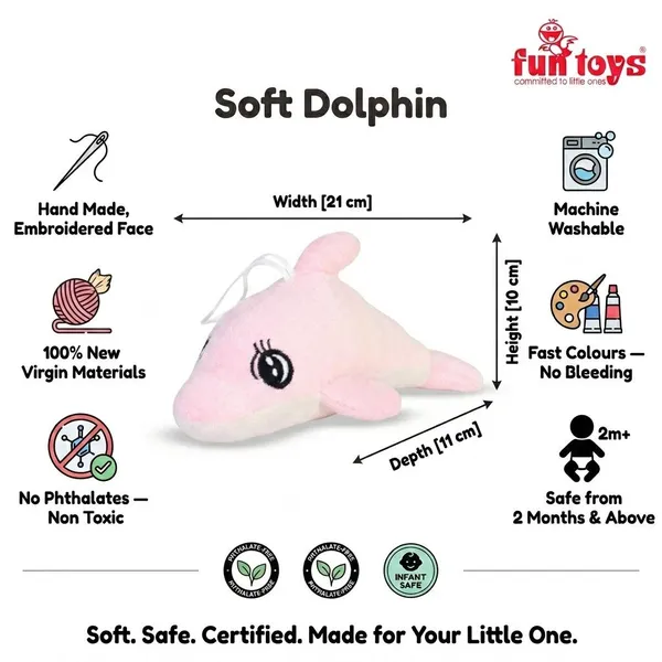 FunToys_Plush_Turtle_Bag_Charm_And_Plush_Dolphin_Toy_For_Kids_Pack_Of_2