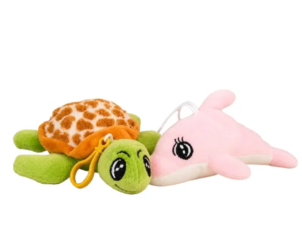FunToys_Plush_Turtle_Bag_Charm_And_Plush_Dolphin_Toy_For_Kids_Pack_Of_2