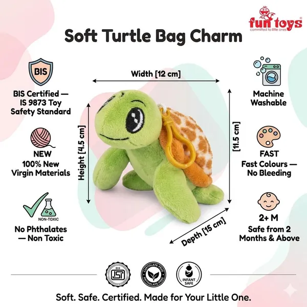FunToys_Plush_Turtle_Bag_Charm_And_Plush_Dolphin_Toy_For_Kids_Pack_Of_2
