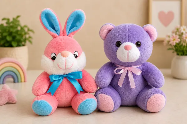 FunToys_Plush_Bunny_Toy_And_Plush_Teddy_Bear_For_Kids_Pack_Of_2