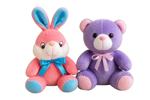 FunToys_Plush_Bunny_Toy_And_Plush_Teddy_Bear_For_Kids_Pack_Of_2