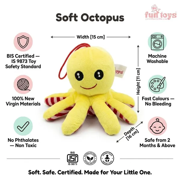 FunToys_Plush_Panda_Bag_Charm_And_Plush_Octopus_Toy_For_Kids_Pack_Of_2