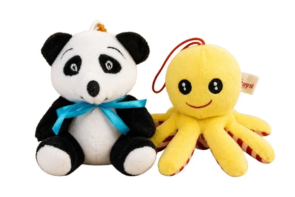 FunToys_Plush_Panda_Bag_Charm_And_Plush_Octopus_Toy_For_Kids_Pack_Of_2