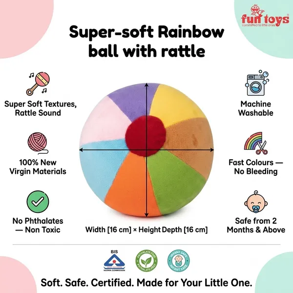 FunToys_Plush_Rainbow_Ball_And_Plush_Football_For_Kids_Pack_Of_2
