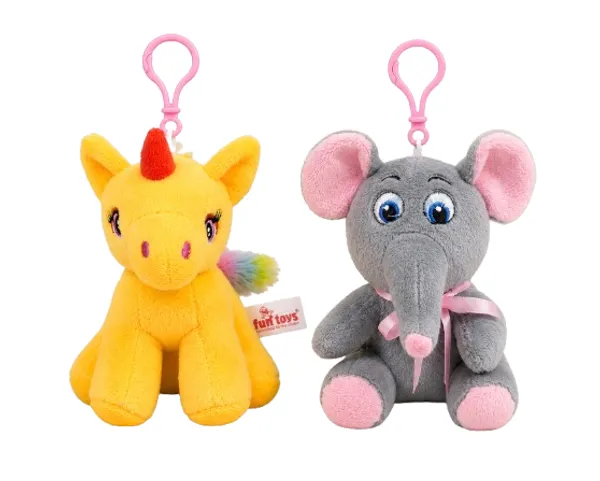 FunToys_Plush_Unicorn_Keychain_And_Plush_Elephant_Keychain_For_Kids_Pack_Of_2