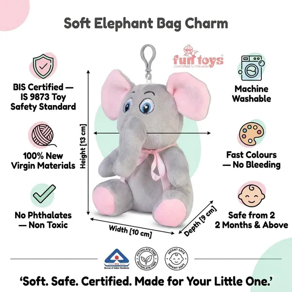 FunToys_Plush_Unicorn_Keychain_And_Plush_Elephant_Keychain_For_Kids_Pack_Of_2