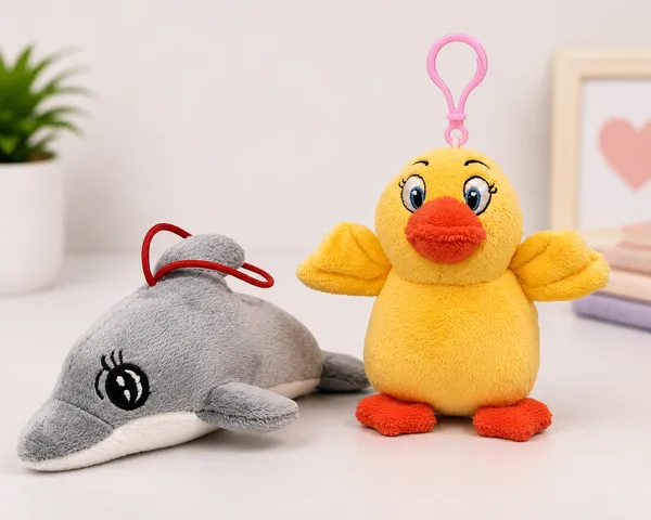 FunToys_Plush_Duck_Keychain_And_Plush_Dolphin_Toy_For_Kids_Pack_Of_2