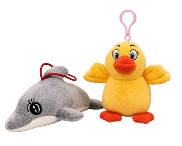 FunToys_Plush_Duck_Keychain_And_Plush_Dolphin_Toy_For_Kids_Pack_Of_2