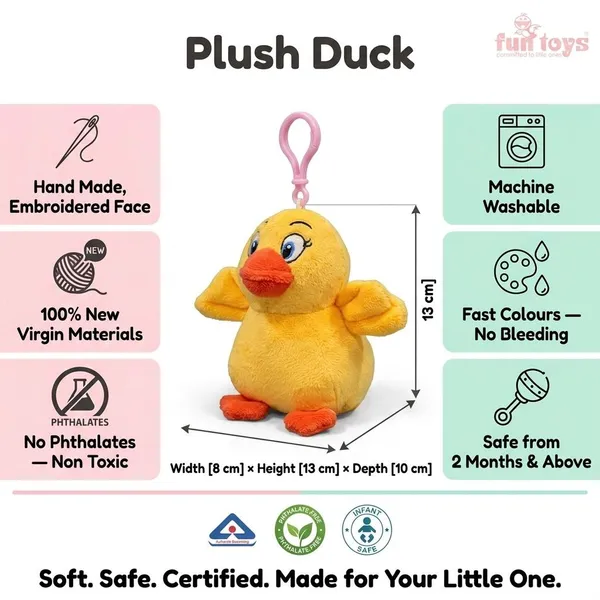 FunToys_Plush_Duck_Keychain_And_Plush_Dolphin_Toy_For_Kids_Pack_Of_2