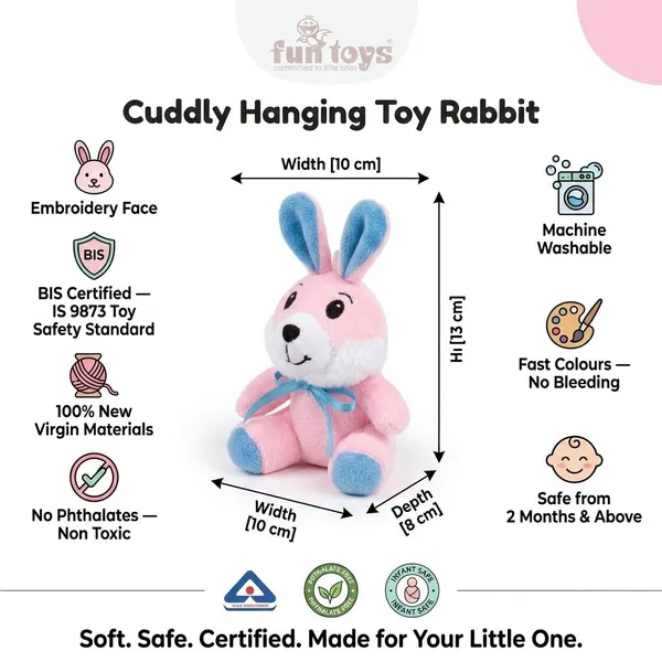 FunToys_Plush_Rabbit_Bag_Charm_And_Plush_Bear_Toy_For_Kids_Pack_Of_2