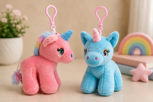 FunToys_Plush_Unicorn_Keychain_And_Plush_Unicorn_Bag_charm_For_Kids_Pack_Of_2