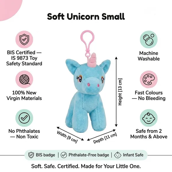 FunToys_Plush_Unicorn_Keychain_And_Plush_Unicorn_Bag_charm_For_Kids_Pack_Of_2