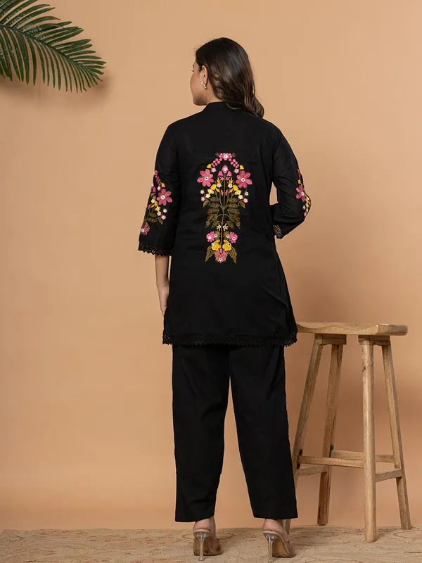 Black_Cotton_Floral_Embroidered_Button_Down_Co-ord_Set_For_Women