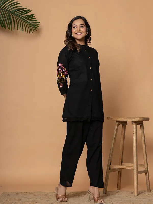 Black_Cotton_Floral_Embroidered_Button_Down_Co-ord_Set_For_Women