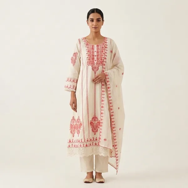 Ivory_Cotton_Embroidered_Anarkali_Kurta_With_Dupatta_For_Women