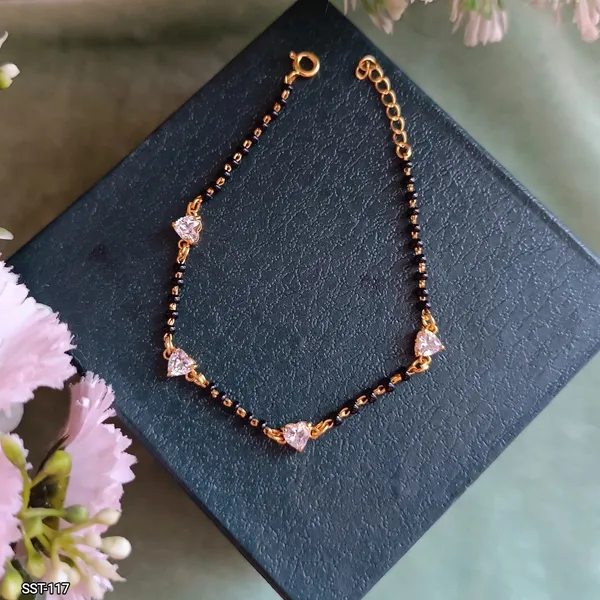 Silvering_Hridaya_Mangalsutra_Bracelet_:_Authentic_925_Sterling_Silver_•_22_Carat_Gold_Plated_•_5A_Elite_CZ_•_Diamond_Setting