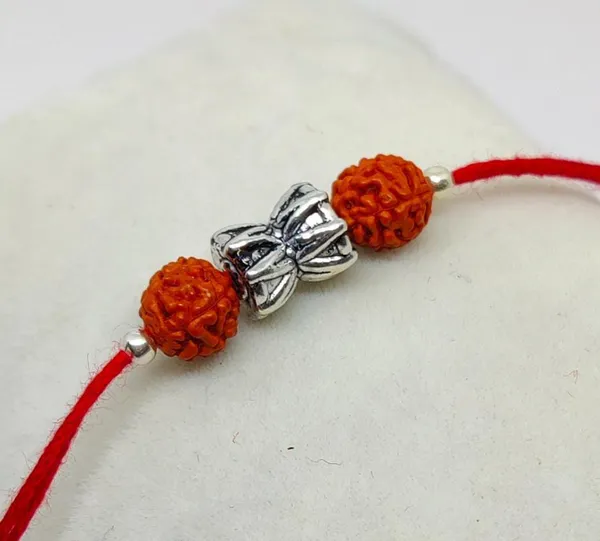 Silvering_Shiv_Damroo_Rudraksha_925_Silver_Bracelet_Rakhi