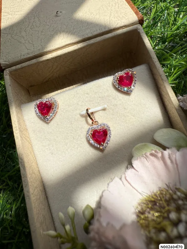 Silvering_Ruby_Heart_Halo_Pendant_Set_Authentic_925_Sterling_Silver_•_22_Carat_Gold_Plated_•_5A_Elite_CZ_•_Diamond_Setting