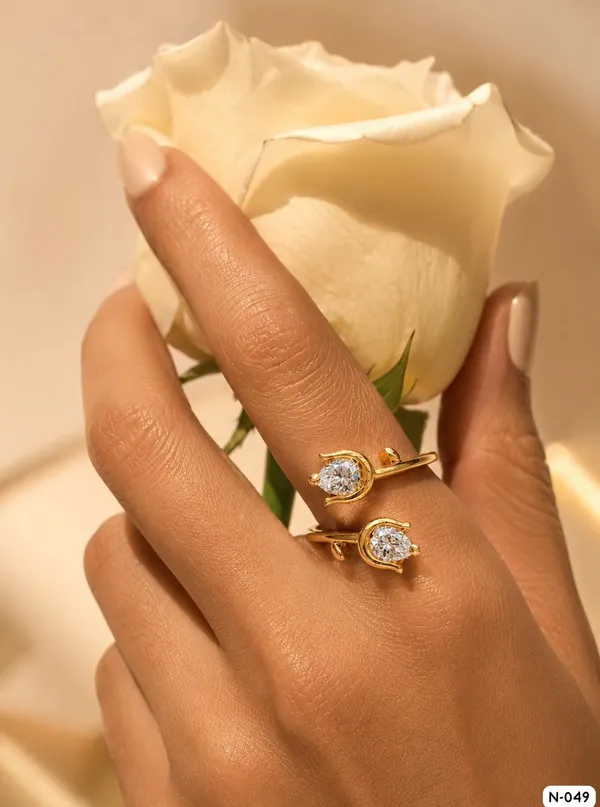 Silvering_Twin_Bloom_Ring_Authentic_925_Sterling_Silver_•_22_Carat_Gold_Plated_•_5A_Elite_CZ_•_Diamond_Setting