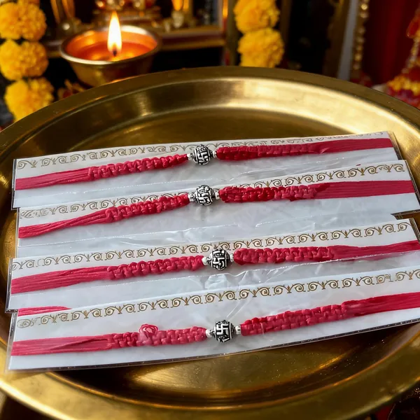 Silvering_Shubh_Swastik_925_Silver_Bead_Thread_Bracelet_Rakhi