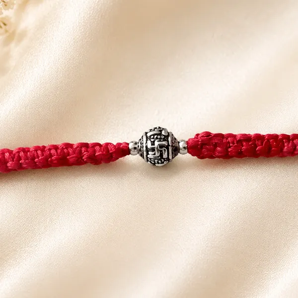 Silvering_Shubh_Swastik_925_Silver_Bead_Thread_Bracelet_Rakhi