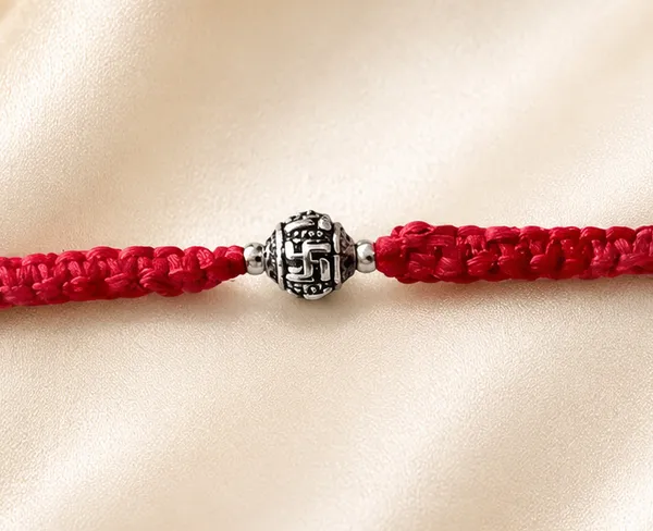 Silvering_Shubh_Swastik_925_Silver_Bead_Thread_Bracelet_Rakhi