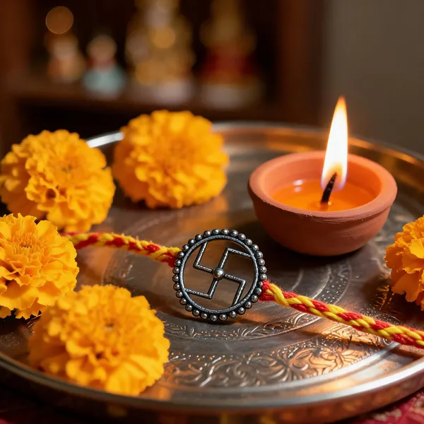 Silvering_Shubh_Swastik_925_silver_Rakhi
