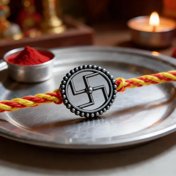 Silvering_Shubh_Swastik_925_silver_Rakhi