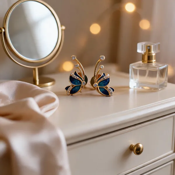 Silvering_Neelpari_Butterfly_Studs__:Authentic_925_Sterling_Silver_•_22_Carat_Gold_Plated_•_5A_Elite_CZ_•_Diamond_Setting
