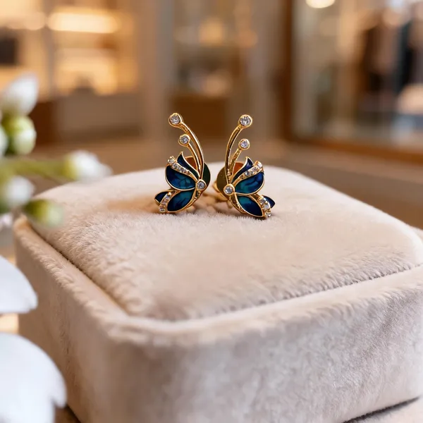 Silvering_Neelpari_Butterfly_Studs__:Authentic_925_Sterling_Silver_•_22_Carat_Gold_Plated_•_5A_Elite_CZ_•_Diamond_Setting