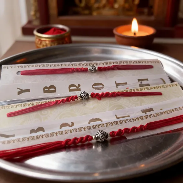 Silvering_Om_Bead_925_Silver_Thread_Bracelet_Rakhi
