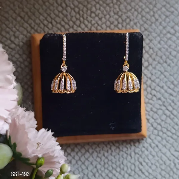 Silvering_Kusum_Jhumka_Earrings_Authentic_925_Sterling_Silver_•_22_Carat_Gold_Plated_•_5A_Elite_CZ_•_Diamond_Setting