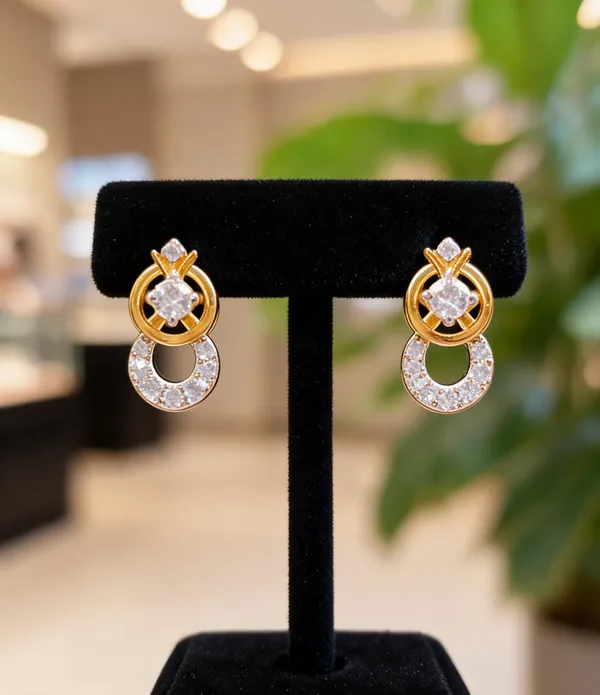 Silvering_Circle_of_Grace_Earrings_:_Authentic_925_Sterling_Silver_•_22_Carat_Gold_Plated_•_5A_Elite_CZ_•_Diamond_Setting