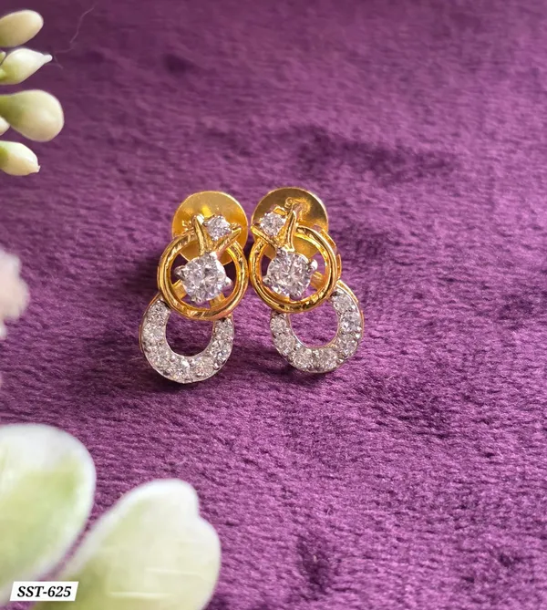 Silvering_Circle_of_Grace_Earrings_:_Authentic_925_Sterling_Silver_•_22_Carat_Gold_Plated_•_5A_Elite_CZ_•_Diamond_Setting