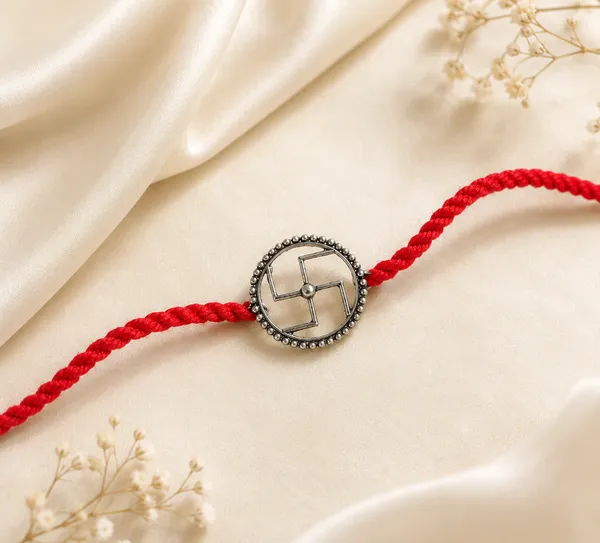 Silvering_Shubh_Swastik_925_silver_Rakhi