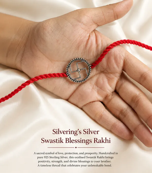 Silvering_Shubh_Swastik_925_silver_Rakhi