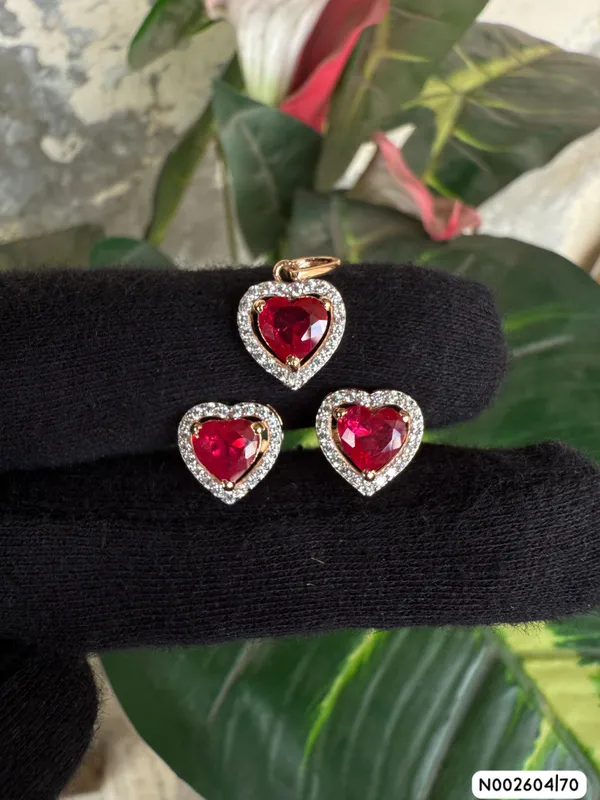 Silvering_Ruby_Heart_Halo_Pendant_Set_Authentic_925_Sterling_Silver_•_22_Carat_Gold_Plated_•_5A_Elite_CZ_•_Diamond_Setting