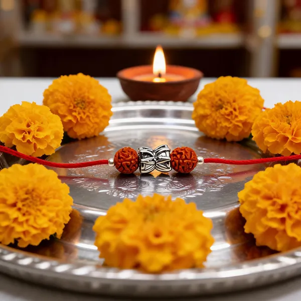 Silvering_Shiv_Damroo_Rudraksha_925_Silver_Bracelet_Rakhi