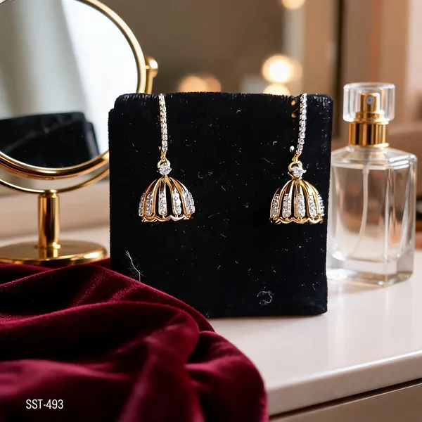 Silvering_Kusum_Jhumka_Earrings_Authentic_925_Sterling_Silver_•_22_Carat_Gold_Plated_•_5A_Elite_CZ_•_Diamond_Setting