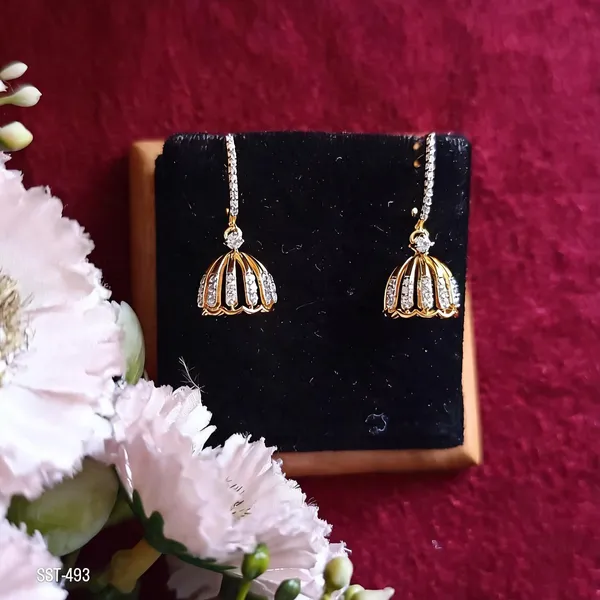 Silvering_Kusum_Jhumka_Earrings_Authentic_925_Sterling_Silver_•_22_Carat_Gold_Plated_•_5A_Elite_CZ_•_Diamond_Setting