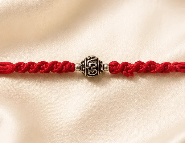 Silvering_Om_Bead_925_Silver_Thread_Bracelet_Rakhi