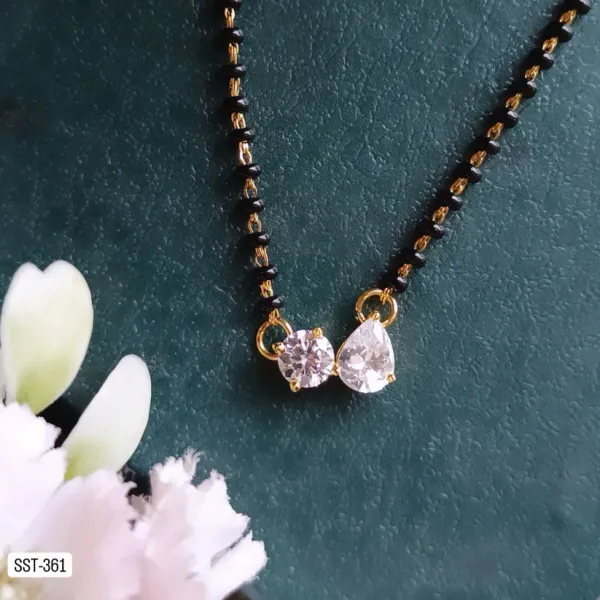 Silvering_Dual_Soul_Solitaire_Mangalsutra_Necklace_:_Authentic_925_Sterling_Silver_•_22_Carat_Gold_Plated_•_5A_Elite_CZ_•_Diamond_Setting