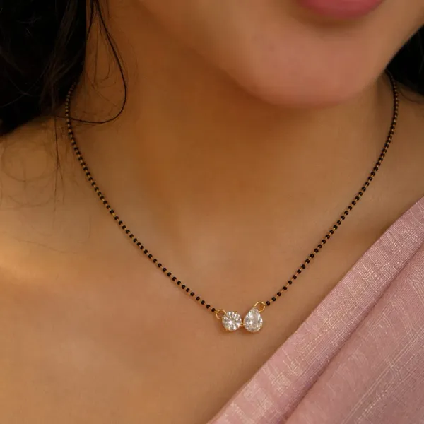 Silvering_Dual_Soul_Solitaire_Mangalsutra_Necklace_:_Authentic_925_Sterling_Silver_•_22_Carat_Gold_Plated_•_5A_Elite_CZ_•_Diamond_Setting