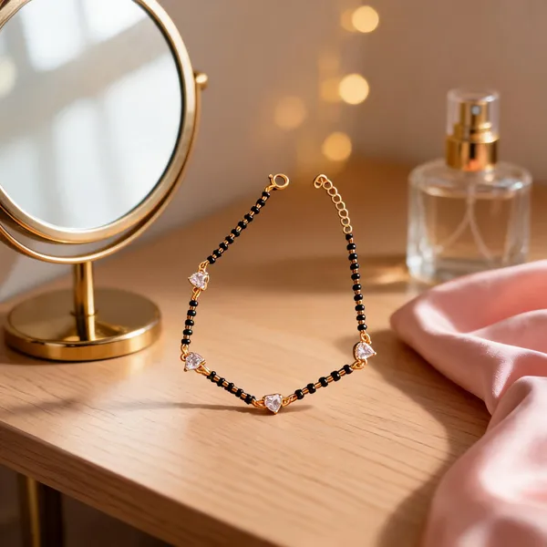 Silvering_Hridaya_Mangalsutra_Bracelet_:_Authentic_925_Sterling_Silver_•_22_Carat_Gold_Plated_•_5A_Elite_CZ_•_Diamond_Setting