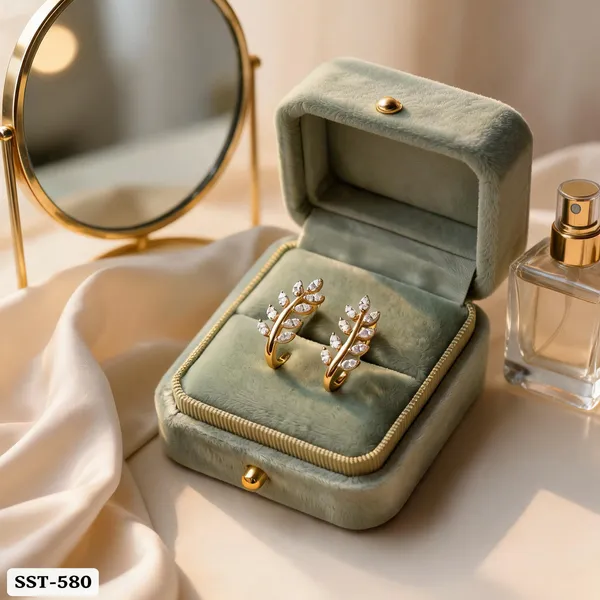 Silvering_Whispering_Leaves_Earrings_:_Authentic_925_Sterling_Silver_•_22_Carat_Gold_Plated_•_5A_Elite_CZ_•_Diamond_Setting