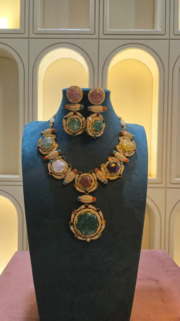 Green_And_Gold_Premium_Brass_Necklace_Set_For_Women