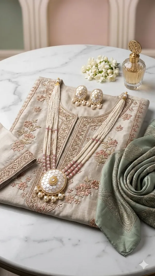 White_And_Gold_Premium_Brass_Necklace_Set_For_Women