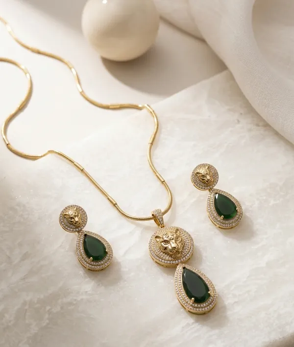 Green_And_Gold_Premium_Brass_Pendant_Set_For_Women